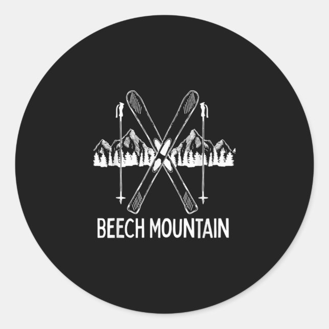 Sticker Rond Beech Mountain North Carolina NC Retro Skiing (Devant)