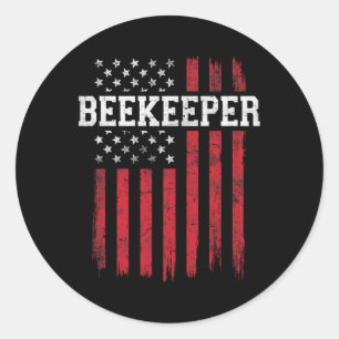 Sticker Rond Beekeeper Drapeau américain Patriot Patriotique Us
