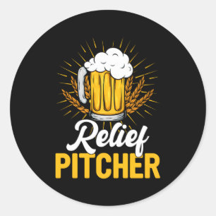 Sticker Rond Beer Pitcher Baseball Bière Boire Boisson