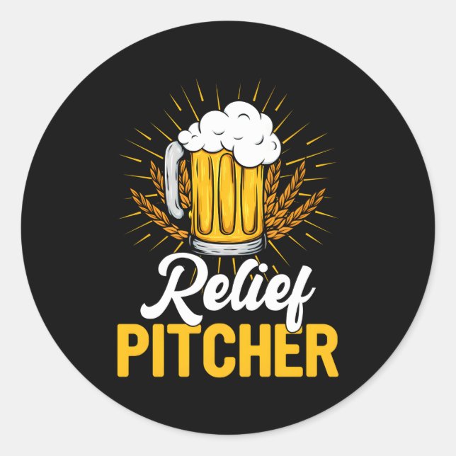 Sticker Rond Beer Pitcher Baseball Bière Boire Boisson (Devant)