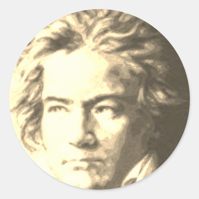 Sticker Rond Beethoven À Sepia (Devant)