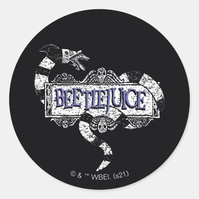 Sticker Rond Beetlejus | Vapeur de sable enroulé sur le logo Be (Devant)