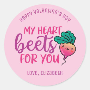 Sticker Rond Beets Coeurs Pour Vous Drôle Mignonne Valentines J