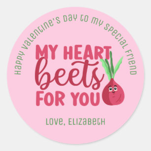 Sticker Rond Beets de coeur drôle Pun mignon Saint Valentin ros