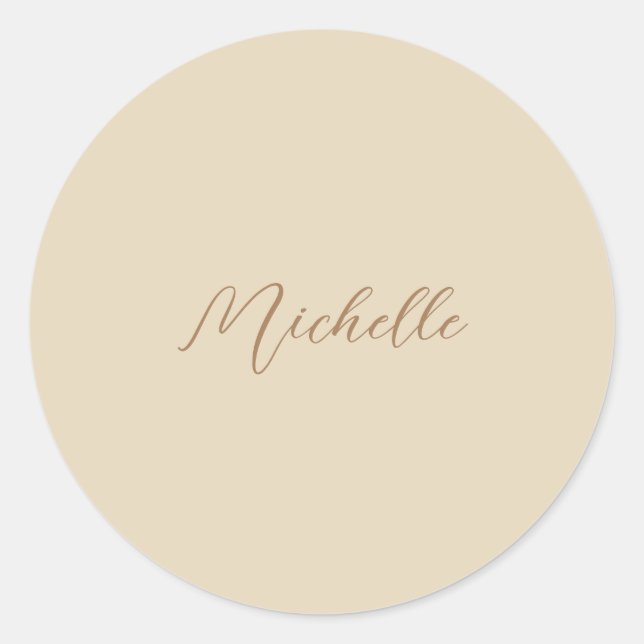 Sticker Rond Beige Classic Professional Nom manuscrit (Devant)