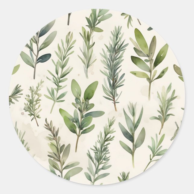 Sticker Rond Beige pâle avec Herbe verte douce (Devant)