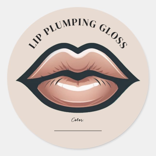 Sticker Rond Beige rose Neutre Lèvres Lèvres Lésion brillante M (Devant)