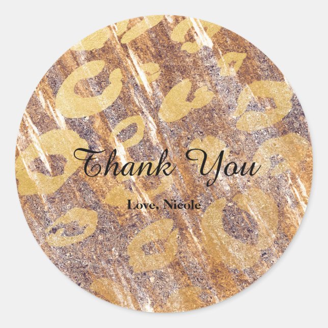 Sticker Rond Beige Sandy Shimmer Empreinte de léopard Glamor Fa (Devant)