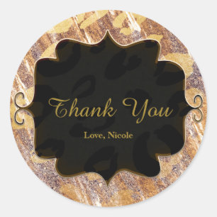 Sticker Rond Beige Sandy Shimmer Empreinte de léopard Glamor Fa