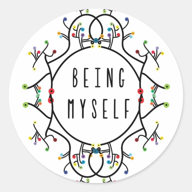 Sticker Rond Being myself (Devant)