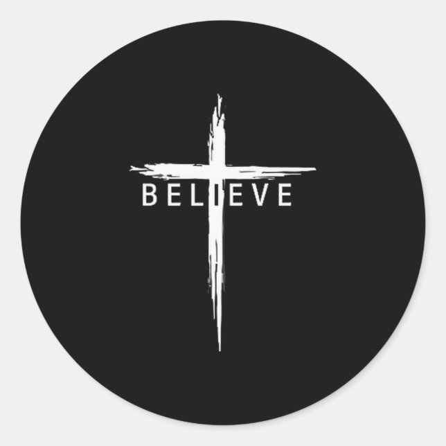 Sticker Rond Believe Christian Cross Jesus Christ Christians Me (Devant)