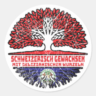 Sticker Rond Belize Belizanisch Suisse Arbre racine