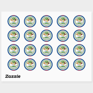 Sticker Rond Bélize & Belizé drapeau patriotes, vacances / spor