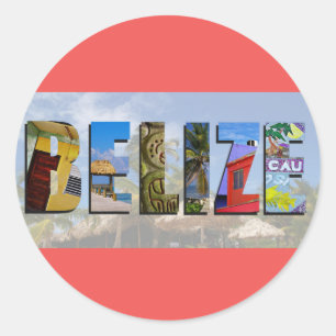 Sticker Rond Belize Tropical Beach Blue Ocean Travel Photos