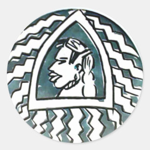 Sticker Rond Belle Africaine Bongo Massai Portrait Tribal Art