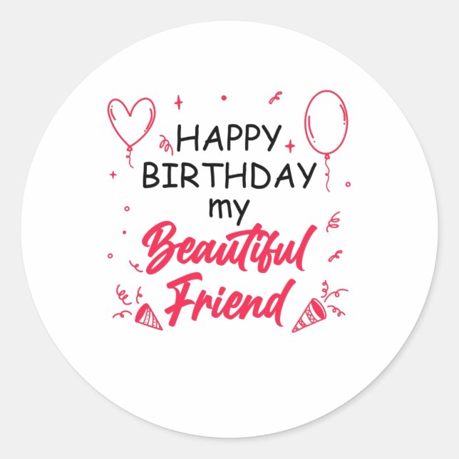 Sticker Rond Belle Amis Anniversaire (Devant)