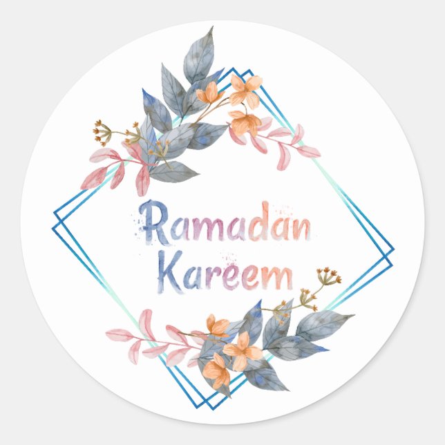 Sticker Rond Belle aquarelle Floral Ramadan Kareem (Devant)