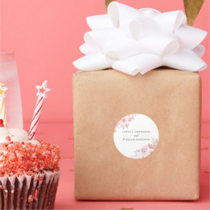 Sticker Rond Belle Aquarelle Florale Bleue Fluide Mariage Favor