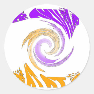 Sticker Rond Belle Art Moderne Design : Tourbillon violet et or