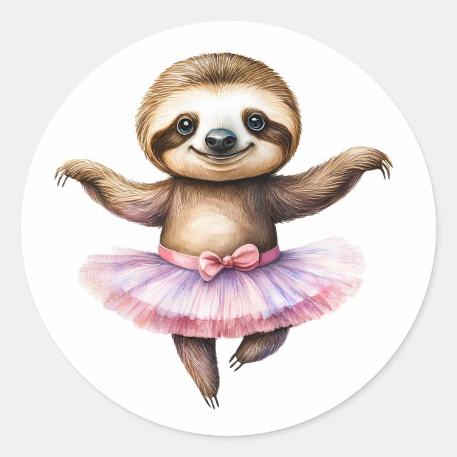 Sticker Rond Belle ballerine en paresse ballon (Devant)