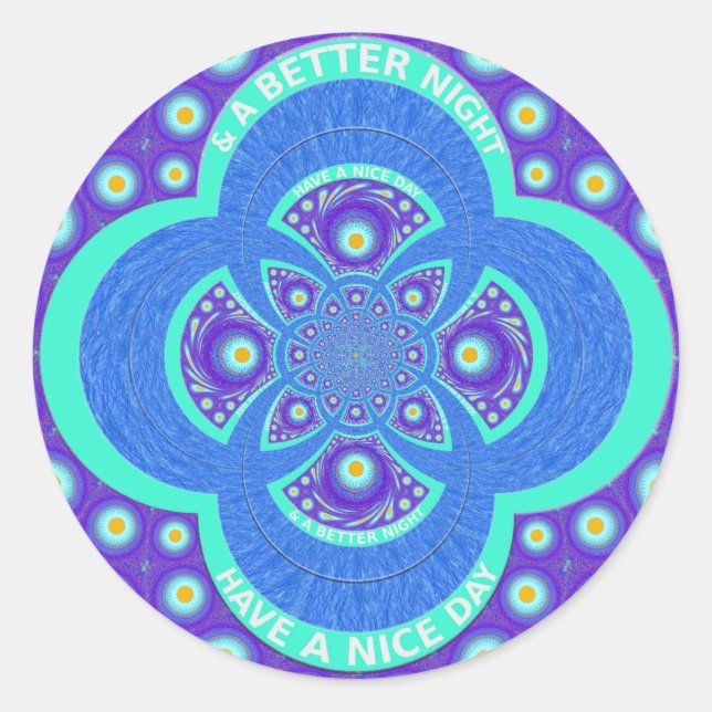Sticker Rond Belle belle Afrique bleu Mandala Flora design (Devant)