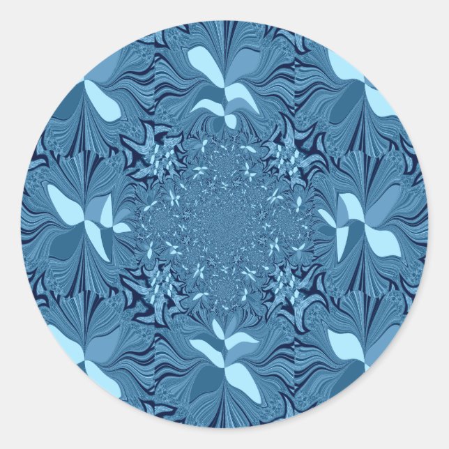 Sticker Rond Belle Belle Iridescente bleu. motif sans couture (Devant)