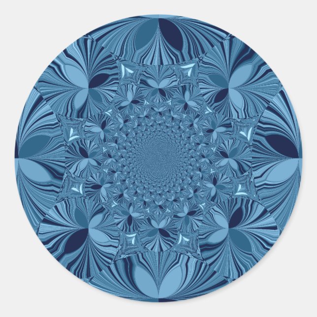Sticker Rond Belle Belle Iridescente Blue Kaleidoscope Art (Devant)