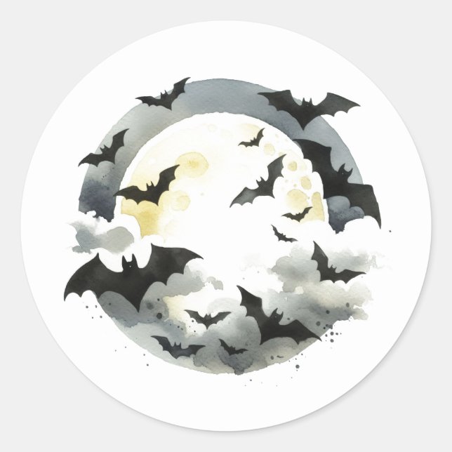 Sticker Rond Belle chauve-souris Halloween (Devant)