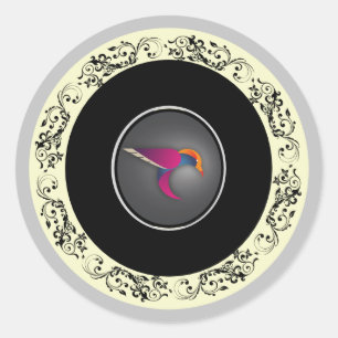 Sticker Rond Belle colibri violet