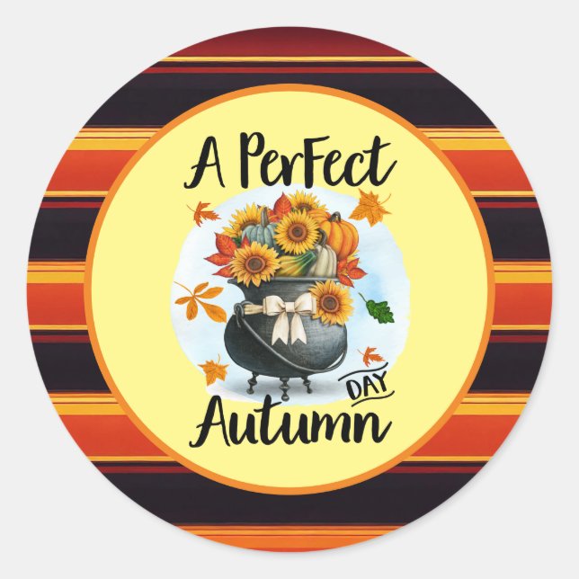 Sticker Rond Belle collection d'automne moderne Thanksgiving (Devant)