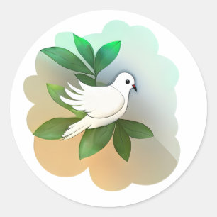 Sticker Rond Belle colombe blanche
