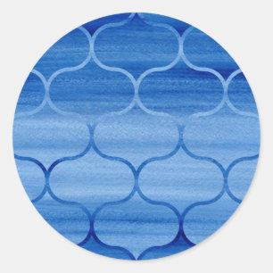 Sticker Rond Belle conception bleue d'Ogee d'aquarelle