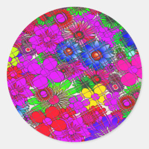 Sticker Rond Belle couleur Extraordinaire motif floral design
