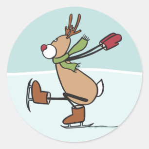 Sticker Rond Belle Dancing Reindee - Noël