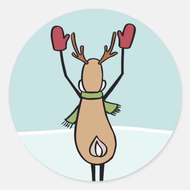 Sticker Rond Belle Dancing Reindee - Noël (Devant)