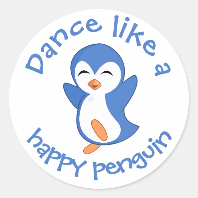 Sticker Rond Belle Danse comme un joyeux pingouin (Devant)