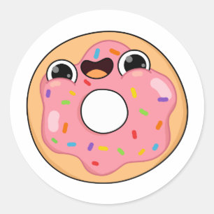 Sticker Rond Belle Donut rose Kawaii