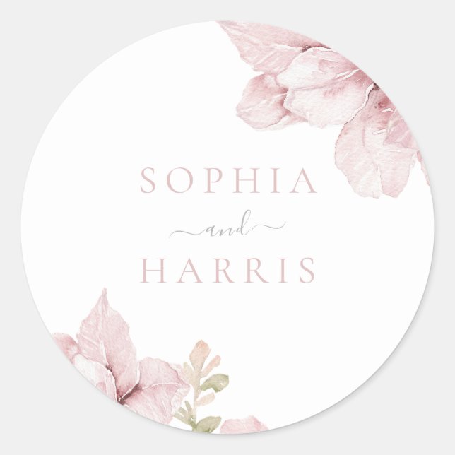 Sticker Rond Belle Elegance Blush Floral Mariage (Devant)