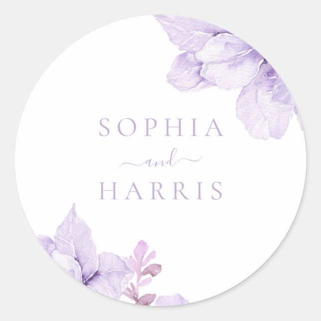 Sticker Rond Belle Élégance Mariage Floral violet (Devant)