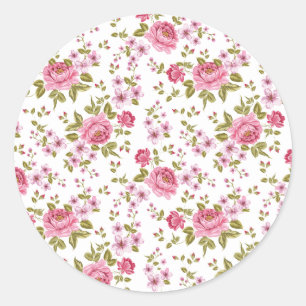 Sticker Rond Belle élégance rose vintage design
