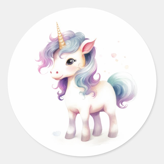 Sticker Rond Belle et majestueuse licorne (Devant)