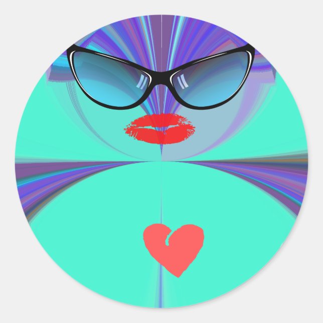 Sticker Rond Belle extraordinaire rouge Coeur Selfie Drôle Desi (Devant)