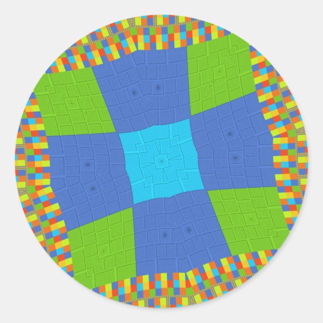Sticker Rond Belle Extraordinaire Vert Bleu Cyan Art Design d'i (Devant)