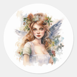 Sticker Rond Belle fée de Noël