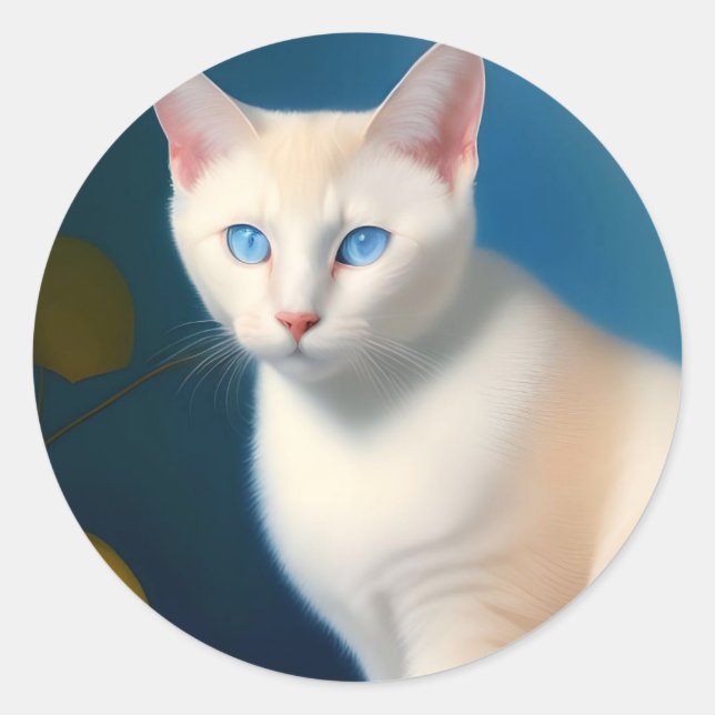 Sticker Rond Belle Flamme Point Chat Siamois (Devant)