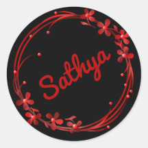 Belle fleurs rouges monogramme personnalisé Nom