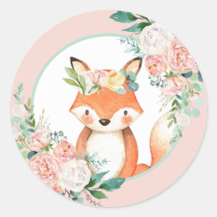 Sticker Rond Belle forêt Bois Animaux - Petit Renard