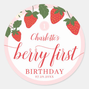Sticker Rond Belle fraise sucrée 1er anniversaire