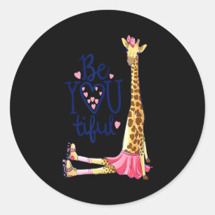 Sticker Rond Belle Girafe _ Inspire Soyez Vous Girafe Animal