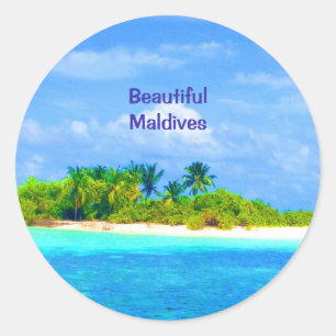 Sticker Rond Belle île tropicale aux Maldives